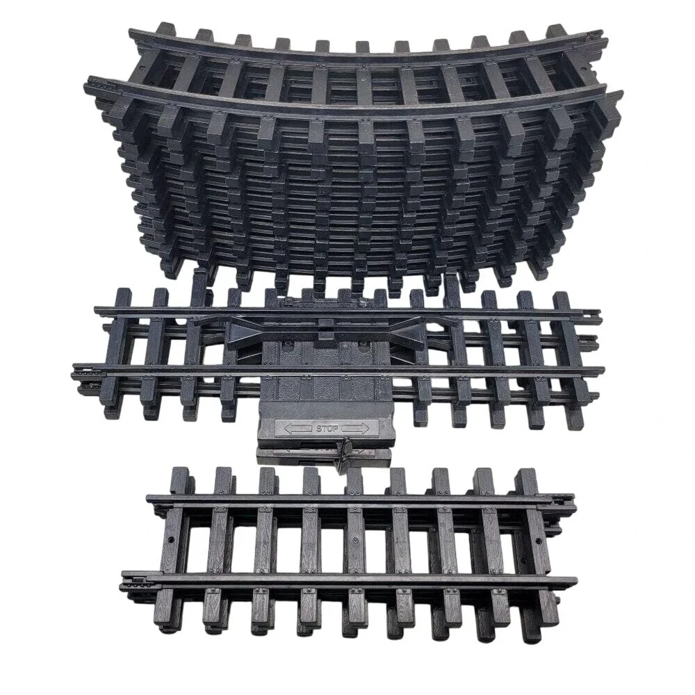 New Bright Train Track G Scale Black Curved Straight Stop Go Switch Pieces 16 pc
